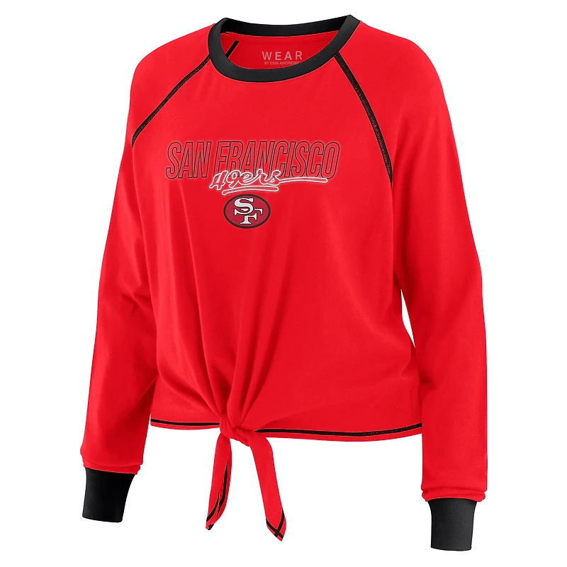 T-shirt à manches longues noué sur le devant pour femme WEAR by Erin Andrews Scarlet San Francisco 49ers