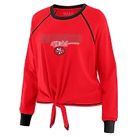 T-shirt à manches longues noué sur le devant pour femme WEAR by Erin Andrews Scarlet San Francisco 49ers