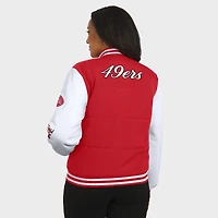 Women's WEAR by Erin Andrews Scarlet San Francisco 49ers Varsity Full-Snap Puffer Jacket