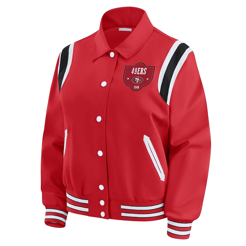 Women's WEAR by Erin Andrews Scarlet San Francisco 49ers Varsity Lightweight Full-Snap Jacket
