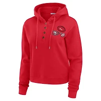 Women's WEAR by Erin Andrews  Scarlet San Francisco 49ers Waffle Hoodie Pullover Top