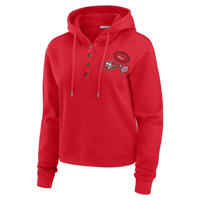 Women's WEAR by Erin Andrews Scarlet San Francisco 49ers Waffle Hoodie Pullover Top