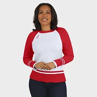 Women's WEAR by Erin Andrews White/Scarlet San Francisco 49ers Colorblock Raglan Sweater