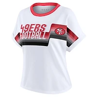 Women's WEAR by Erin Andrews White San Francisco 49ers Cropped Center Stripe Dolman T-Shirt