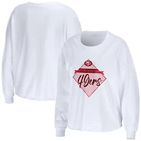 WEAR by Erin Andrews T-shirt court à manches longues blanc San Francisco 49ers pour femmes