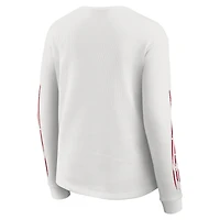 Women's WEAR by Erin Andrews  White San Francisco 49ers Graphic Waffle Long-Sleeve T-Shirt