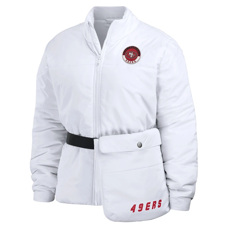 Women's WEAR by Erin Andrews  White San Francisco 49ers Packaway Full-Zip Puffer Jacket