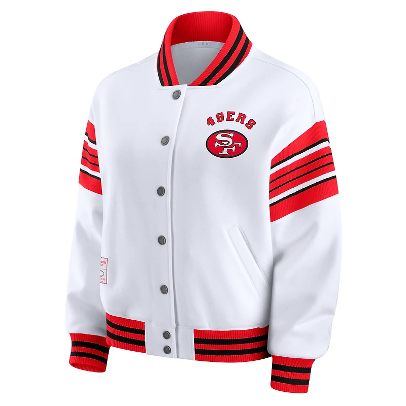 Women's WEAR by Erin Andrews White San Francisco 49ers Plus Full-Snap Fleece Sweatshirt Jacket