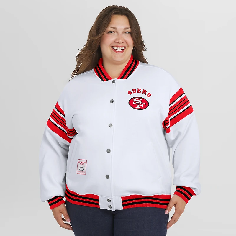 Women's WEAR by Erin Andrews White San Francisco 49ers Plus Full-Snap Fleece Sweatshirt Jacket