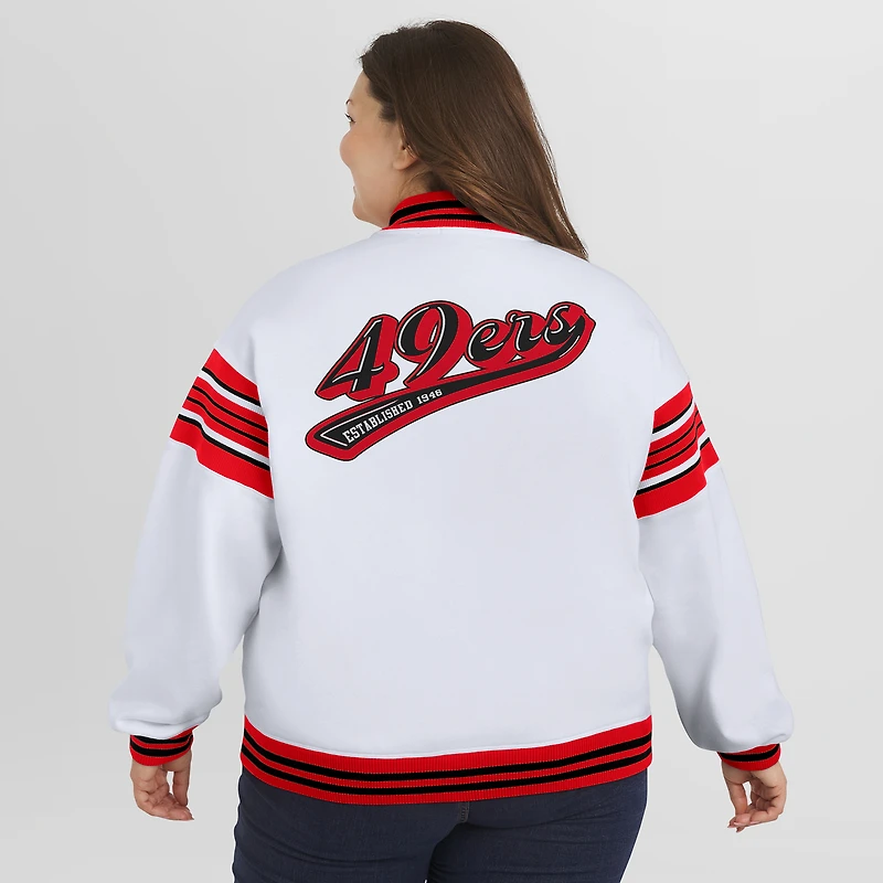 Veste sweat-shirt en polaire à boutons-pression grande taille pour femme WEAR by Erin Andrews, blanc, des 49ers de San Francisco