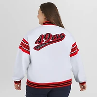 Veste sweat-shirt en polaire à boutons-pression grande taille pour femme WEAR by Erin Andrews, blanc, des 49ers de San Francisco