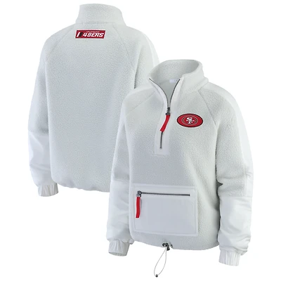 Women's WEAR by Erin Andrews White San Francisco 49ers Polar Fleece Half-Zip Jacket