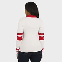 Women's WEAR by Erin Andrews White San Francisco 49ers Ribbed Henley Polo Sweater