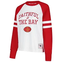 T-shirt à manches longues blanc/écarlate pour femme San Francisco 49ers Slub