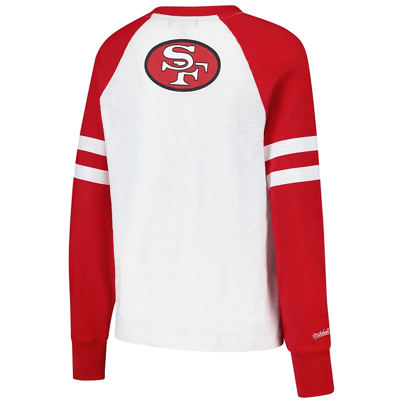 T-shirt à manches longues blanc/écarlate pour femme San Francisco 49ers Slub