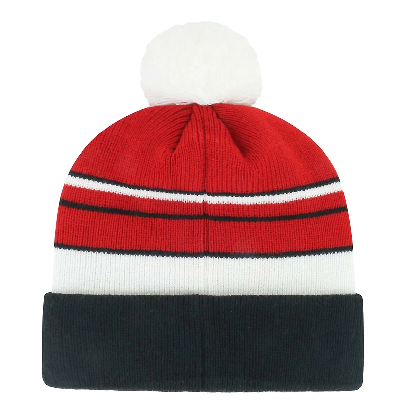 Bonnet en tricot à revers avec pompon pour jeunes de 1947, couleur écarlate/noir, style peewee des 49ers de San Francisco