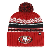 Bonnet en tricot à revers Polar Vortex Scarlet San Francisco 49ers pour jeunes '47 avec pompon