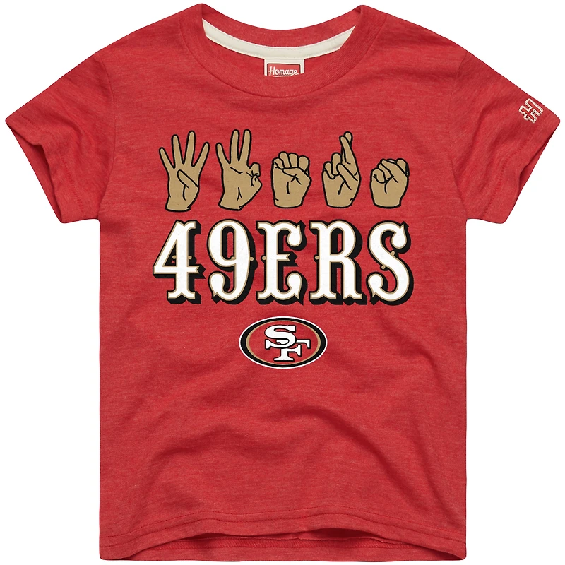 Youth Homage Scarlet San Francisco 49ers Love Sign x ASL 2.0 Tri-Blend T-Shirt