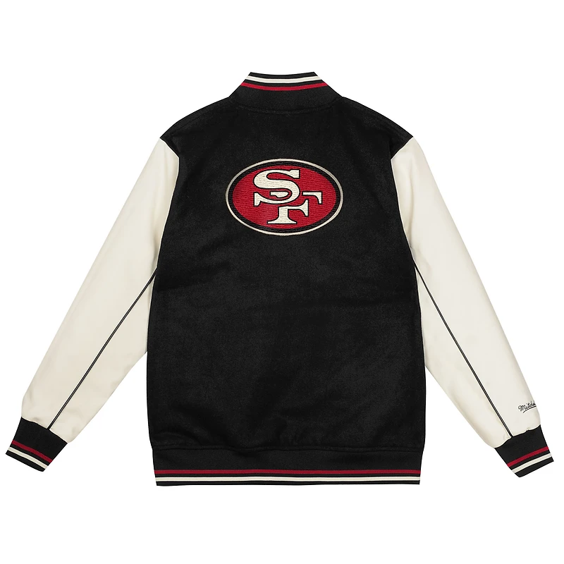 Youth Mitchell & Ness Black/Cream San Francisco 49ers Full-Snap Varsity Jacket