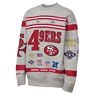 Sweat-shirt en polaire gris à imprimé intégral Mitchell & Ness pour jeunes des San Francisco 49ers