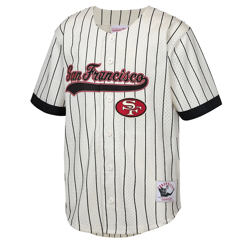 Youth Mitchell & Ness Jerry Rice Cream San Francisco 49ers Retired Player Name Number Baseball Jersey