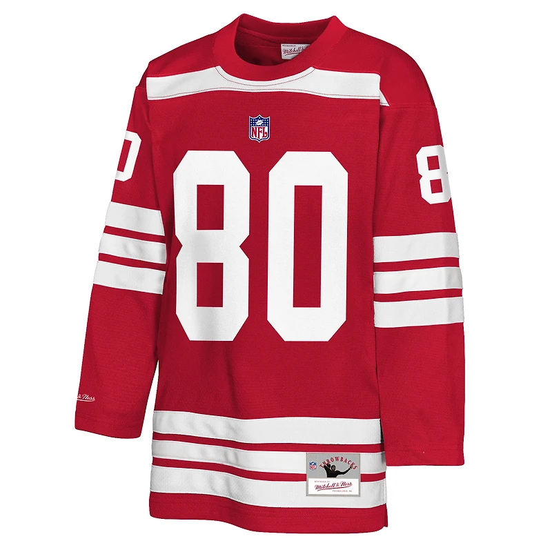 Youth Mitchell & Ness Jerry Rice Scarlet San Francisco 49ers Hockey Fashion Jersey