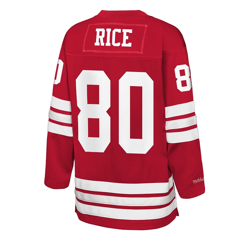 Youth Mitchell & Ness Jerry Rice Scarlet San Francisco 49ers Hockey Fashion Jersey
