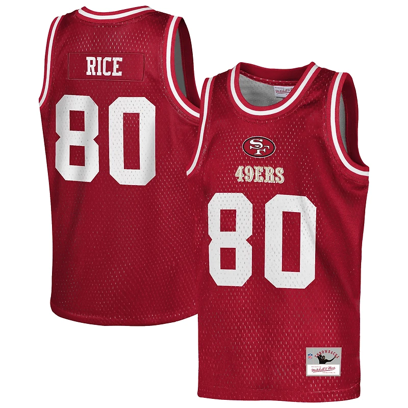 Youth Mitchell & Ness Jerry Rice Scarlet San Francisco 49ers Retired Player NFL Basketball Fashion Jersey