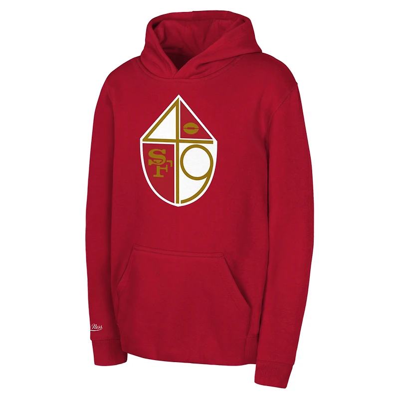 Sweat à capuche Mitchell & Ness Scarlet San Francisco 49ers pour enfant, logo rétro