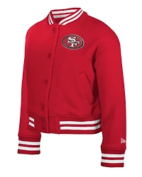 Youth New Era Scarlet San Francisco 49ers Chenille Applique Fleece Full-Snap Jacket