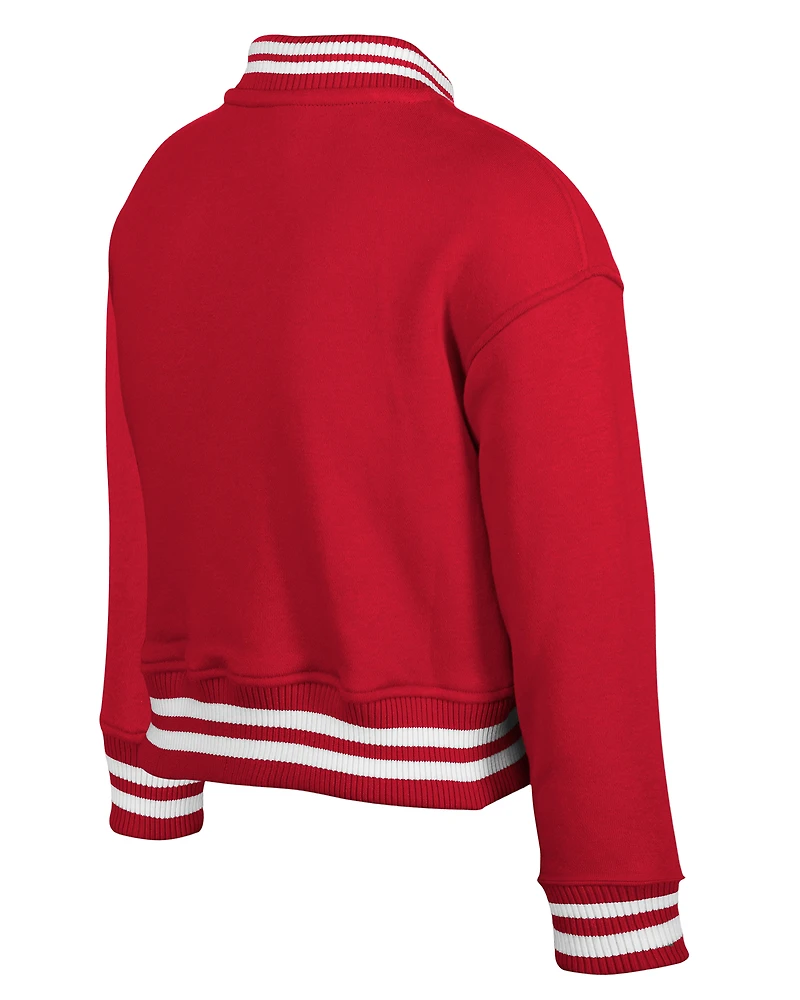 Youth New Era Scarlet San Francisco 49ers Chenille Applique Fleece Full-Snap Jacket