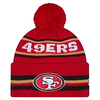 Bonnet en tricot à revers classique New Era Scarlet San Francisco 49ers pour jeune avec pompon