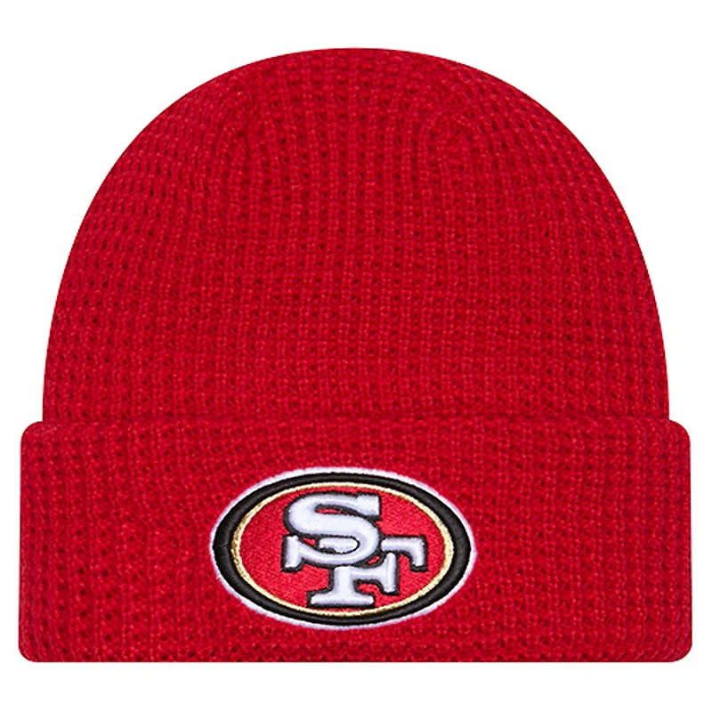 Youth New Era Scarlet San Francisco 49ers Waffle Cuffed Knit Hat