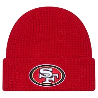 Youth New Era Scarlet San Francisco 49ers Waffle Cuffed Knit Hat