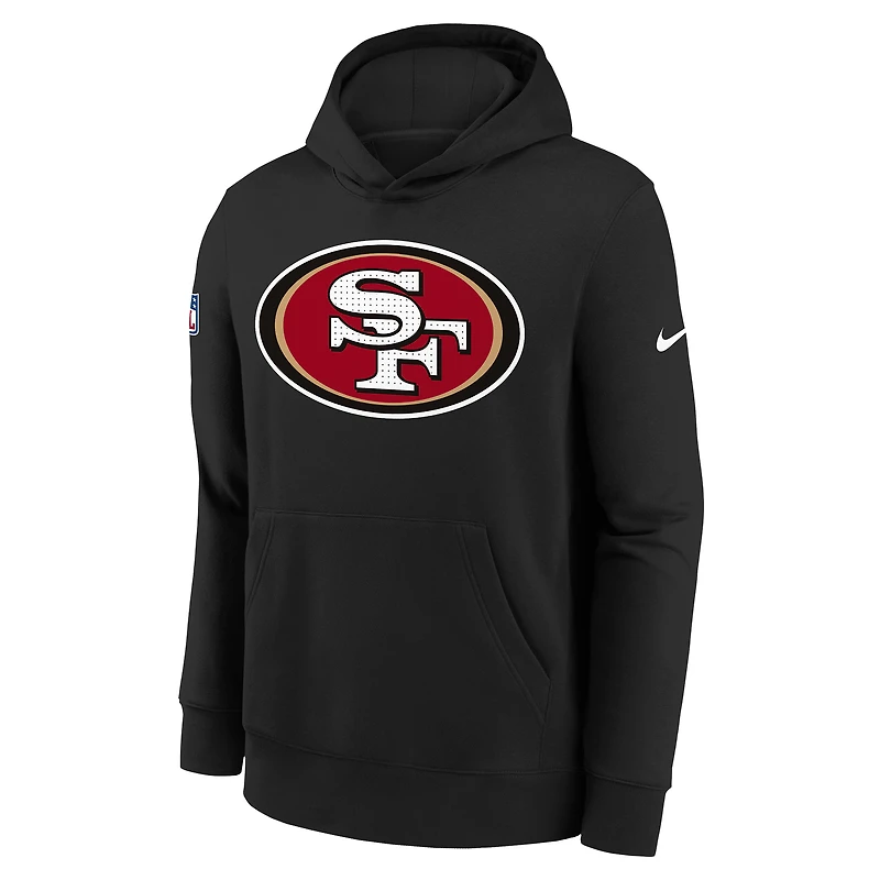 Youth Nike Black San Francisco 49ers 2025 Sideline Club Fleece Hoodie