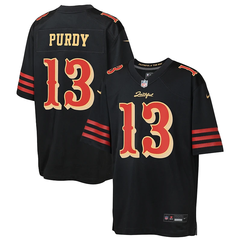 Maillot Nike Brock Purdy noir pour jeune des San Francisco 49ers, collection Rivalries 2025