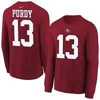 Youth Nike Brock Purdy Scarlet San Francisco 49ers Player Name & Number Long Sleeve T-Shirt
