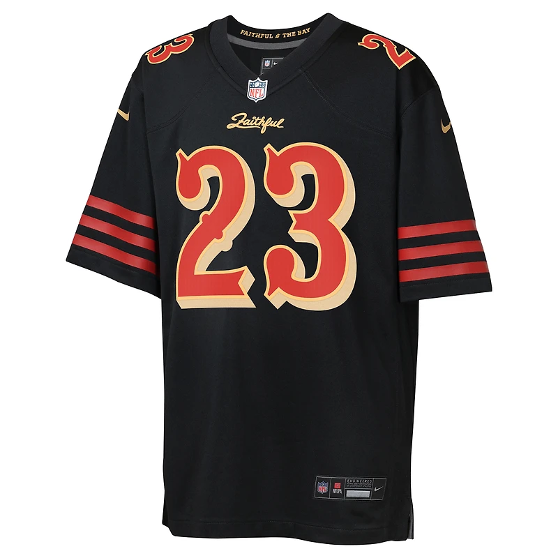 Maillot Nike Christian McCaffrey noir pour jeune des San Francisco 49ers, collection Rivalries 2025