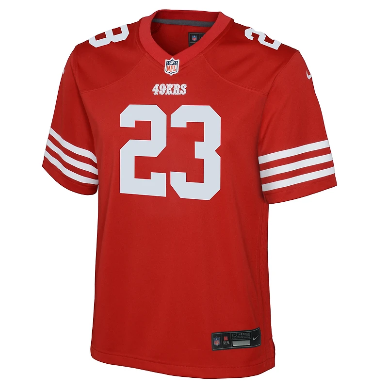 Maillot de match Nike Christian McCaffrey Scarlet des San Francisco 49ers pour jeune