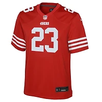 Maillot de match Nike Christian McCaffrey Scarlet des San Francisco 49ers pour jeune