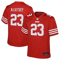 Maillot de match Nike Christian McCaffrey Scarlet des San Francisco 49ers pour jeune