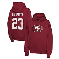 Sweat à capuche polaire Nike Christian McCaffrey rouge écarlate des 49ers de San Francisco, avec nom et numéro, pour enfant