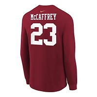 Youth Nike Christian McCaffrey Scarlet San Francisco 49ers Player Name & Number Long Sleeve T-Shirt