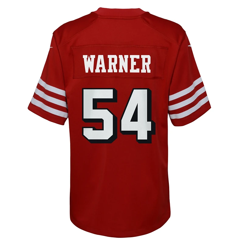 Maillot de match Nike Fred Warner Scarlet pour jeunes des 49ers San Francisco