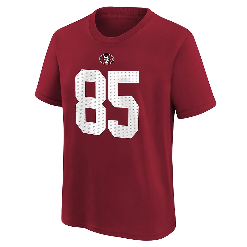 T-shirt Nike pour jeune George Kittle Scarlet avec nom et numéro de joueur des 49ers San Francisco
