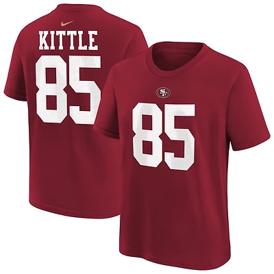 T-shirt Nike pour jeune George Kittle Scarlet avec nom et numéro de joueur des 49ers San Francisco