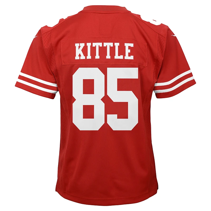 Jeu d'équipe Nike George Kittle Scarlet pour jeunes des 49ers de San Francisco - Maillot