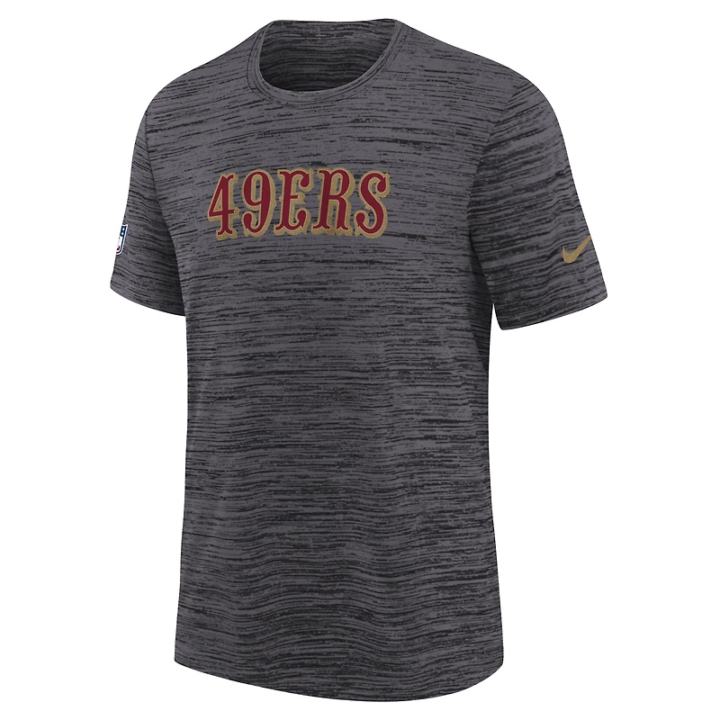 Youth Nike Heather Black San Francisco 49ers 2025 Rivalries Collection Sideline Velocity Dri-FIT T-Shirt