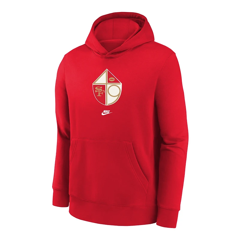Youth Nike Scarlet San Francisco 49ers Club Fleece Logo Pullover Hoodie