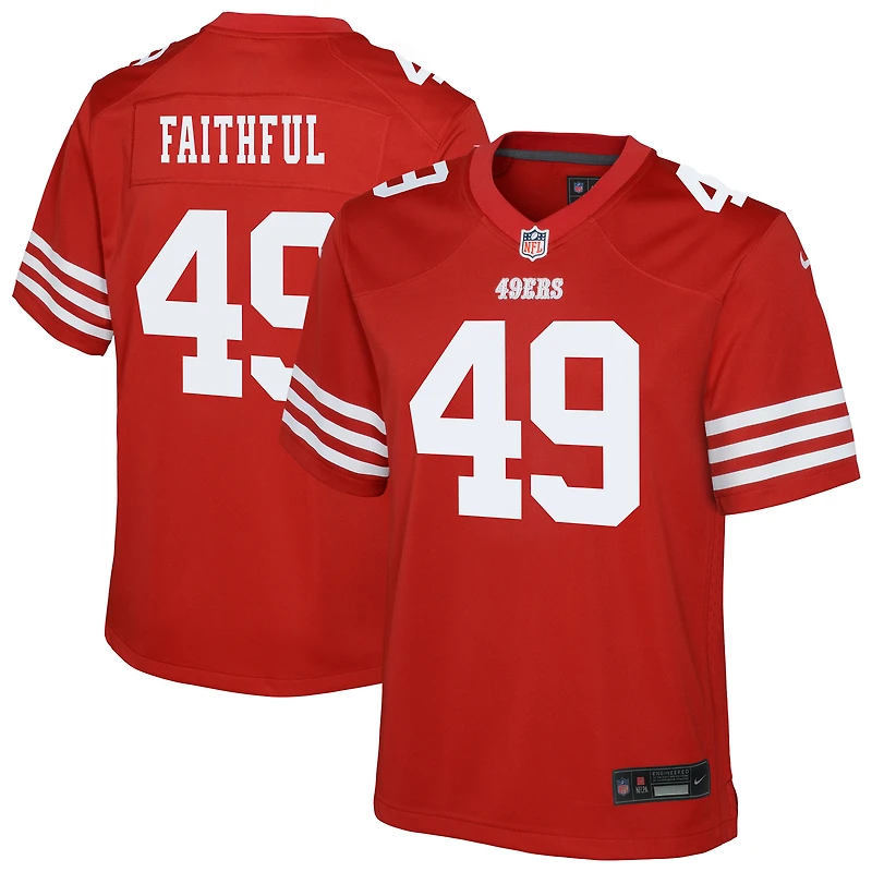 Maillot de match Nike The Faithful Scarlet pour jeunes des 49ers San Francisco